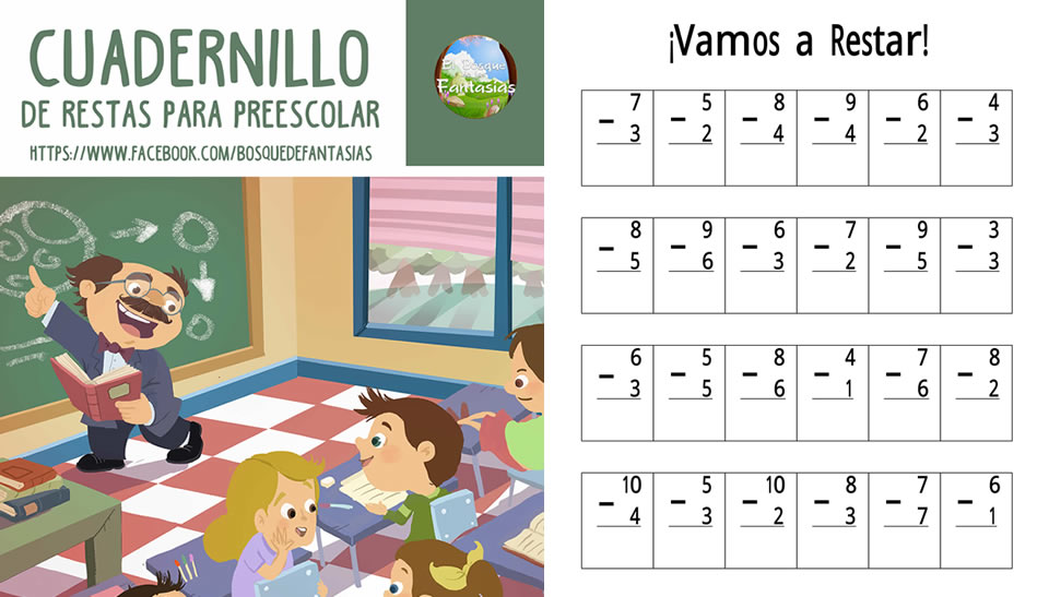 Cuadernillo De Restas Para Preescolar Números Y Operaciones