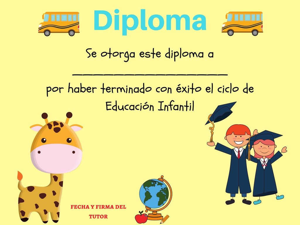 Colección de DIPLOMAS infantiles para fin de curso: Editar 