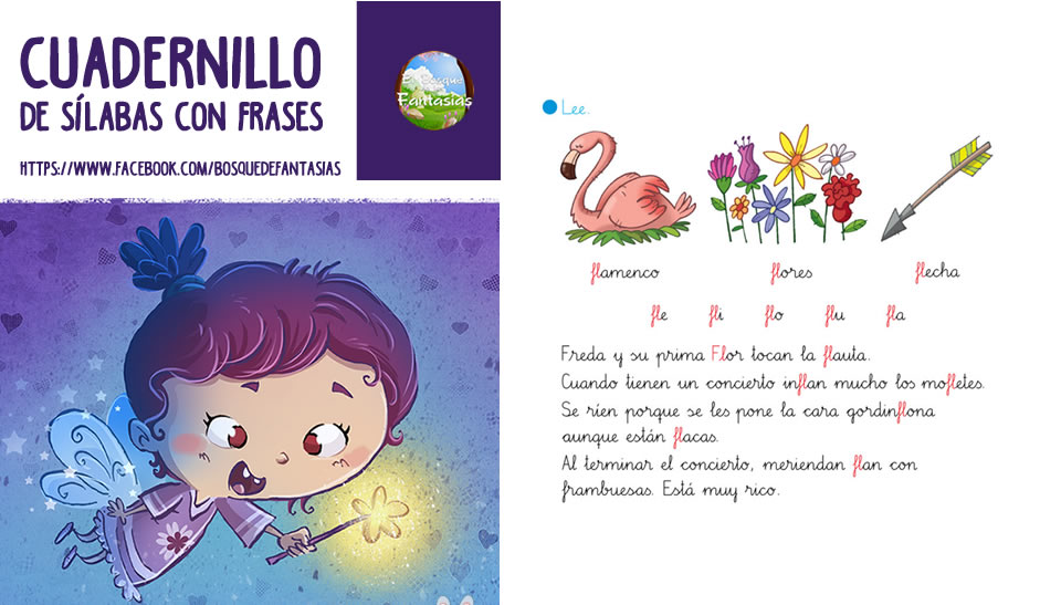 Fichas de sílabas con frases para primaria