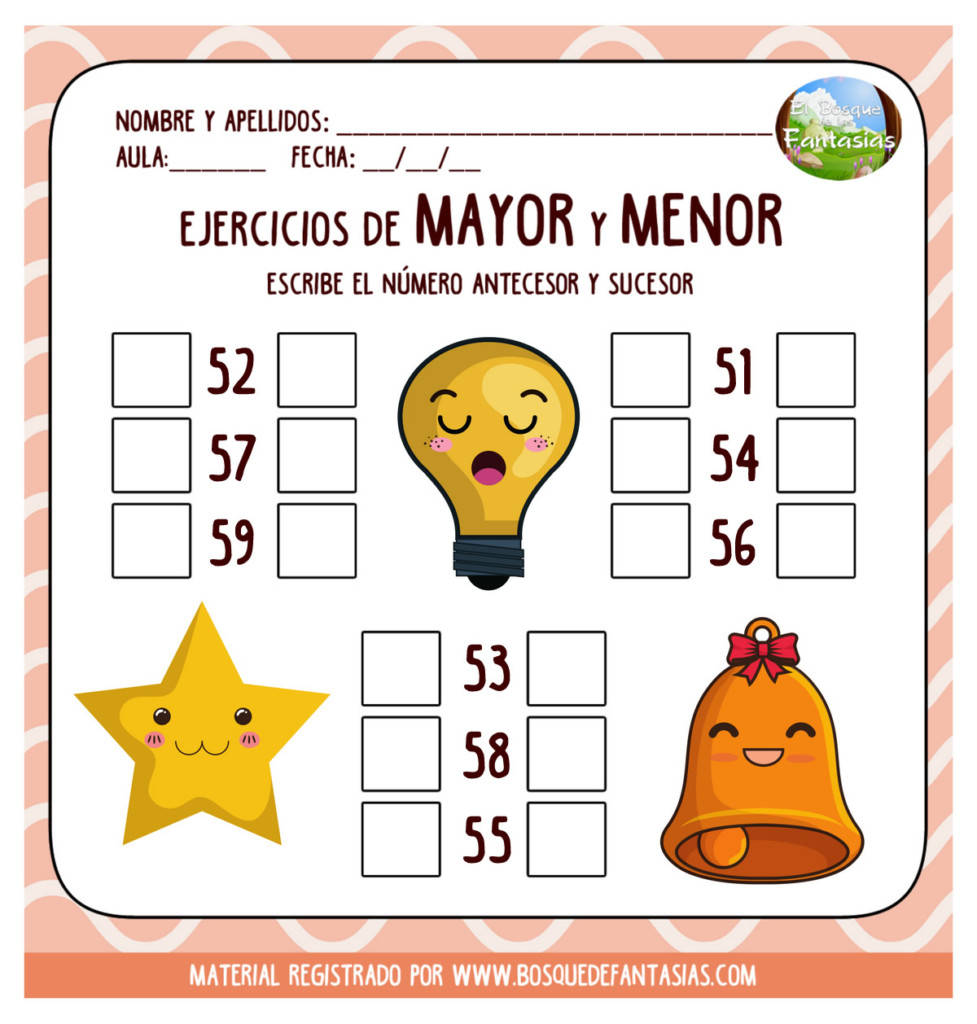 ejercicios mayor y menor hoja 5
