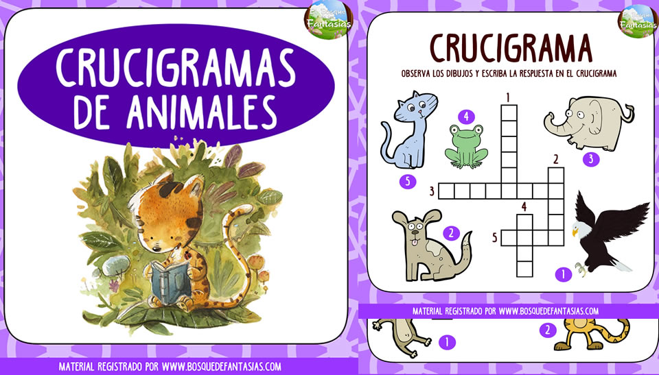 Cuadernillo de CRUCIGRAMAS DE ANIMALES para primaria