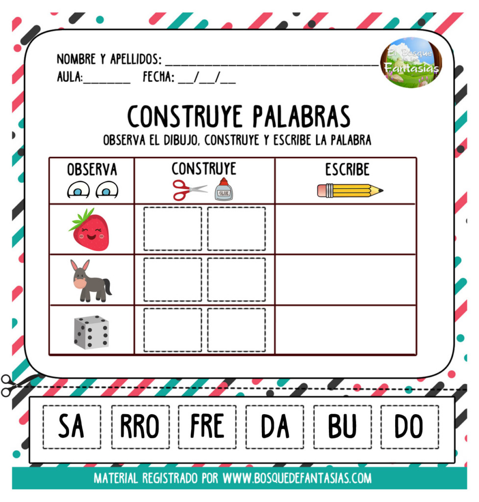 Cuadernillo de SÍLABAS para recortar y formas nuevas palabras