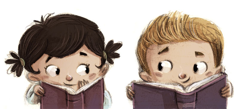 niños con libros