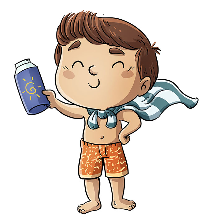 niño con proteccion solar