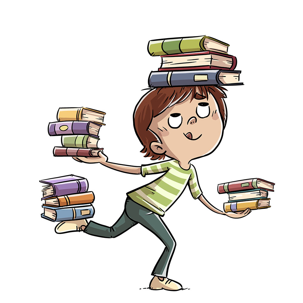 niño estudiando con libros