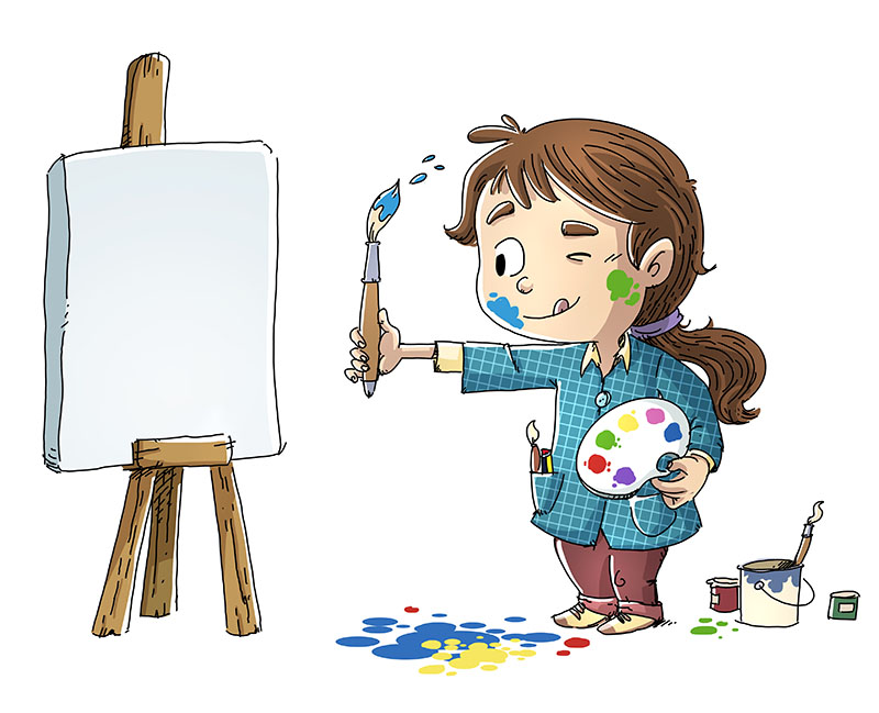 niña pintando un cuadro