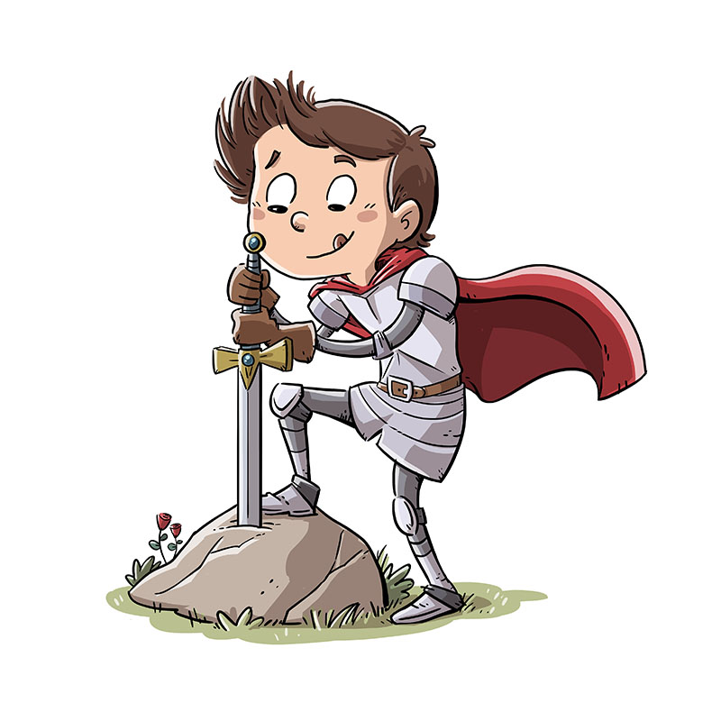 niño sacando espada