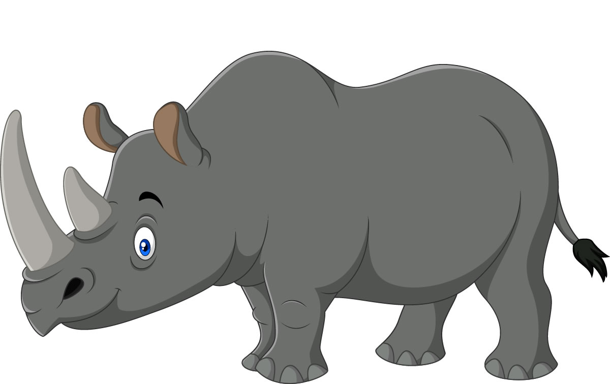 Носорог мультяшный на прозрачном фоне