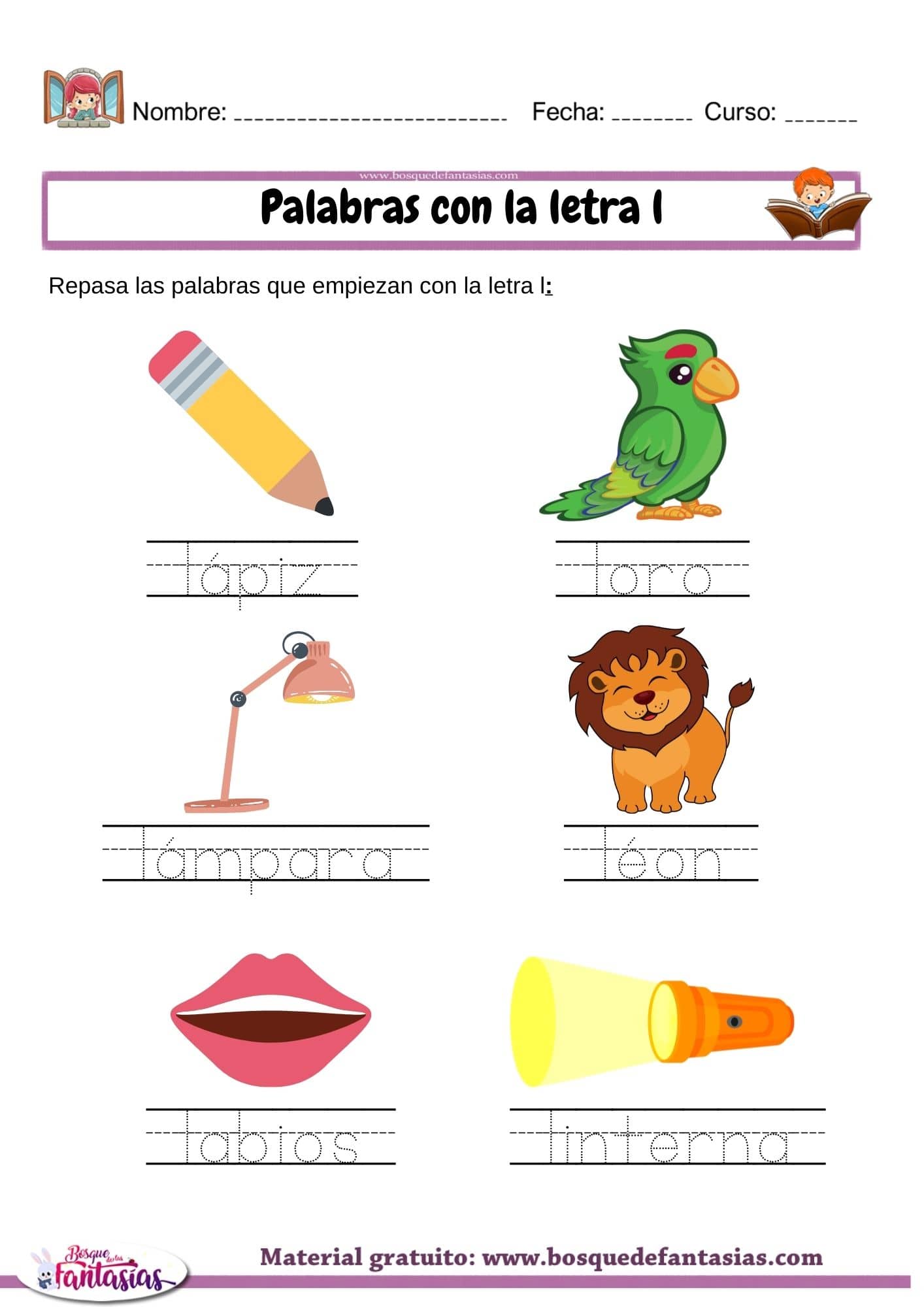 Palabras con la letra L : Actividades y ejemplos para niños