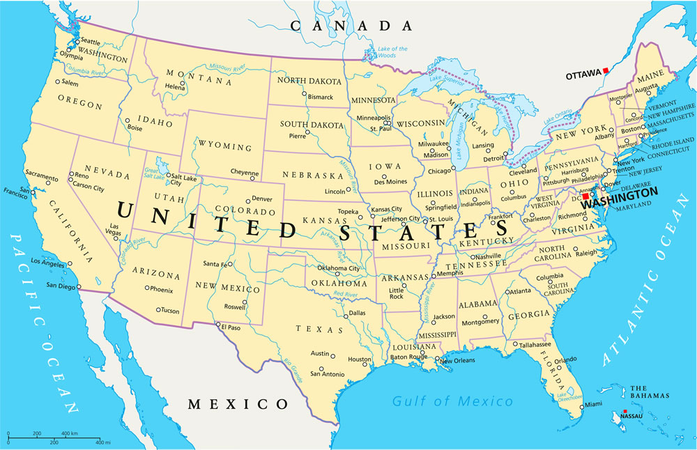 mapa de estados unidos