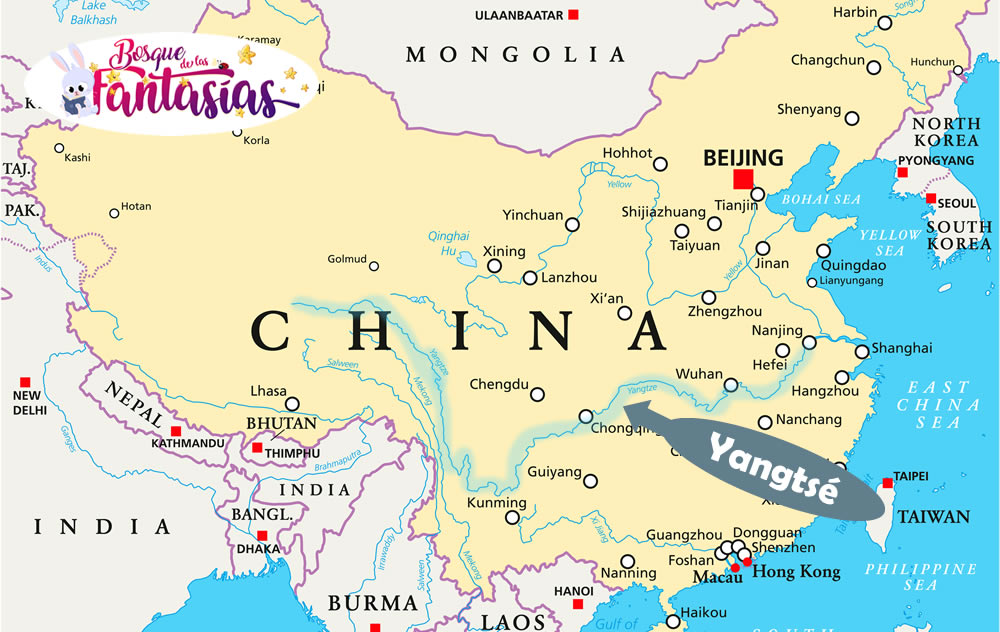 rio Yangtsé mapa