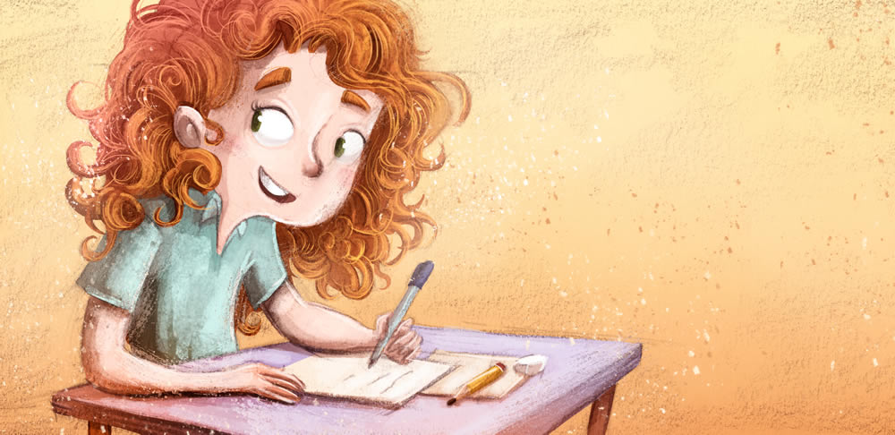 escritora en mesa