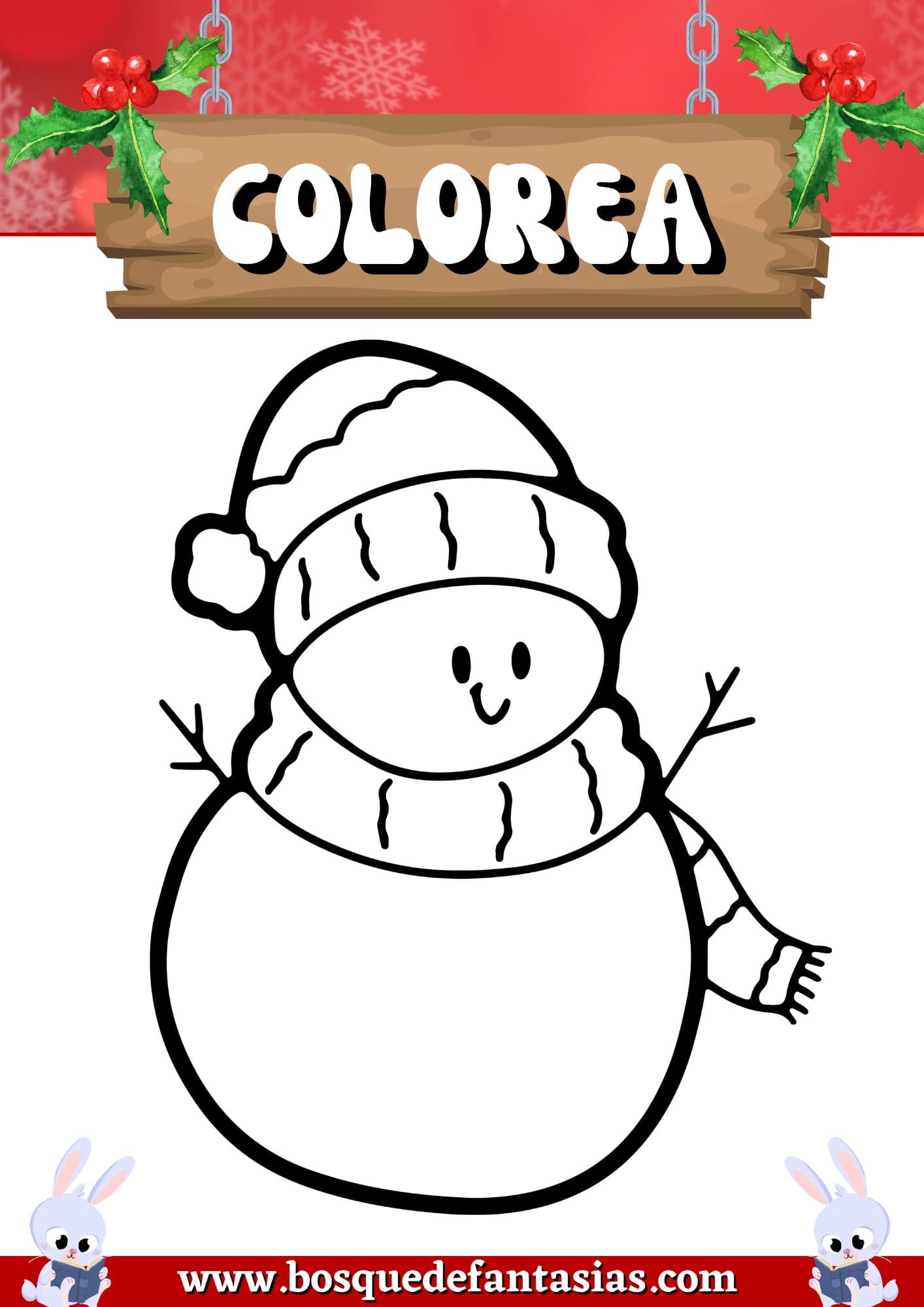muñeco de nieve para colorear