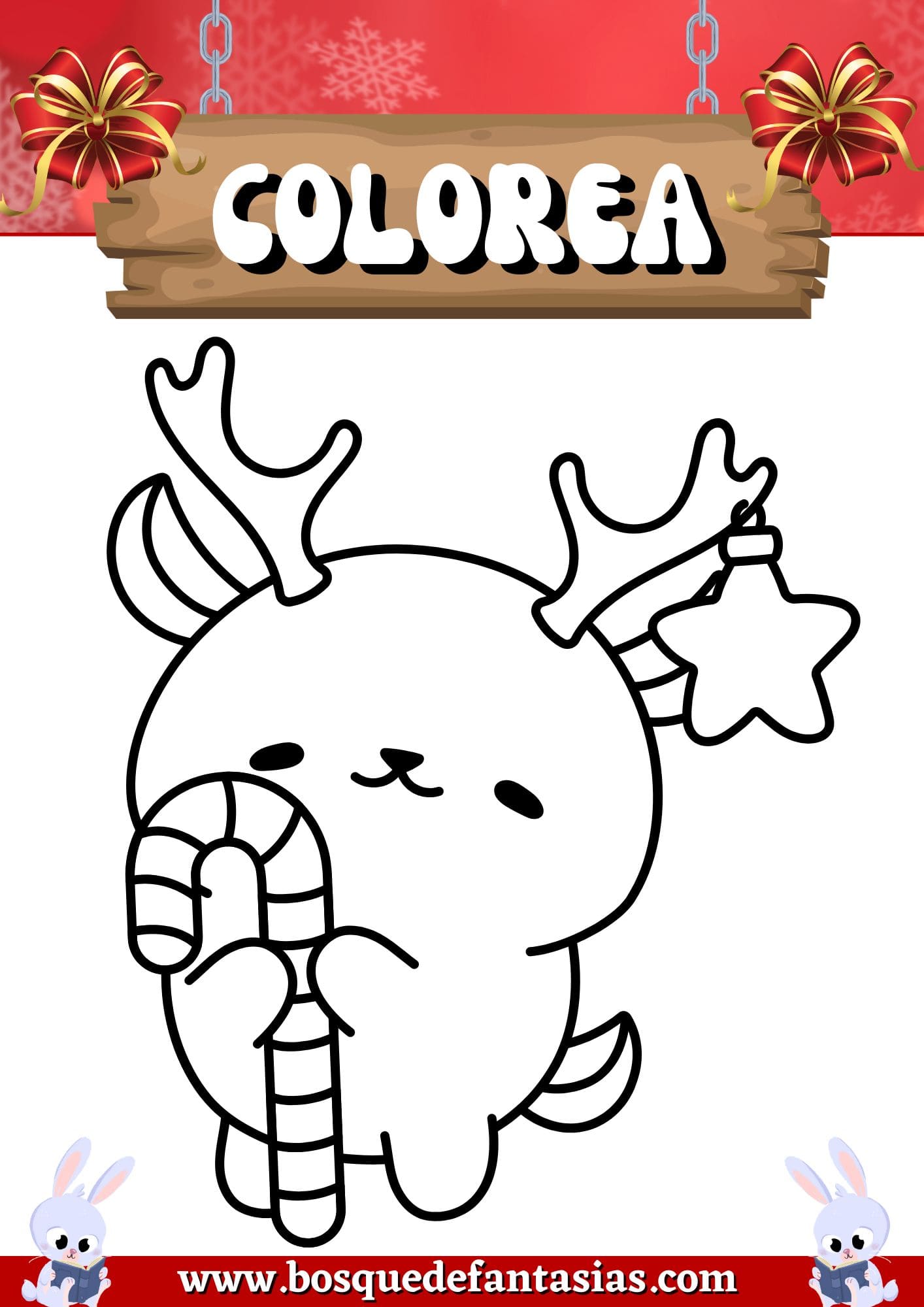 reno de navidad para colorear