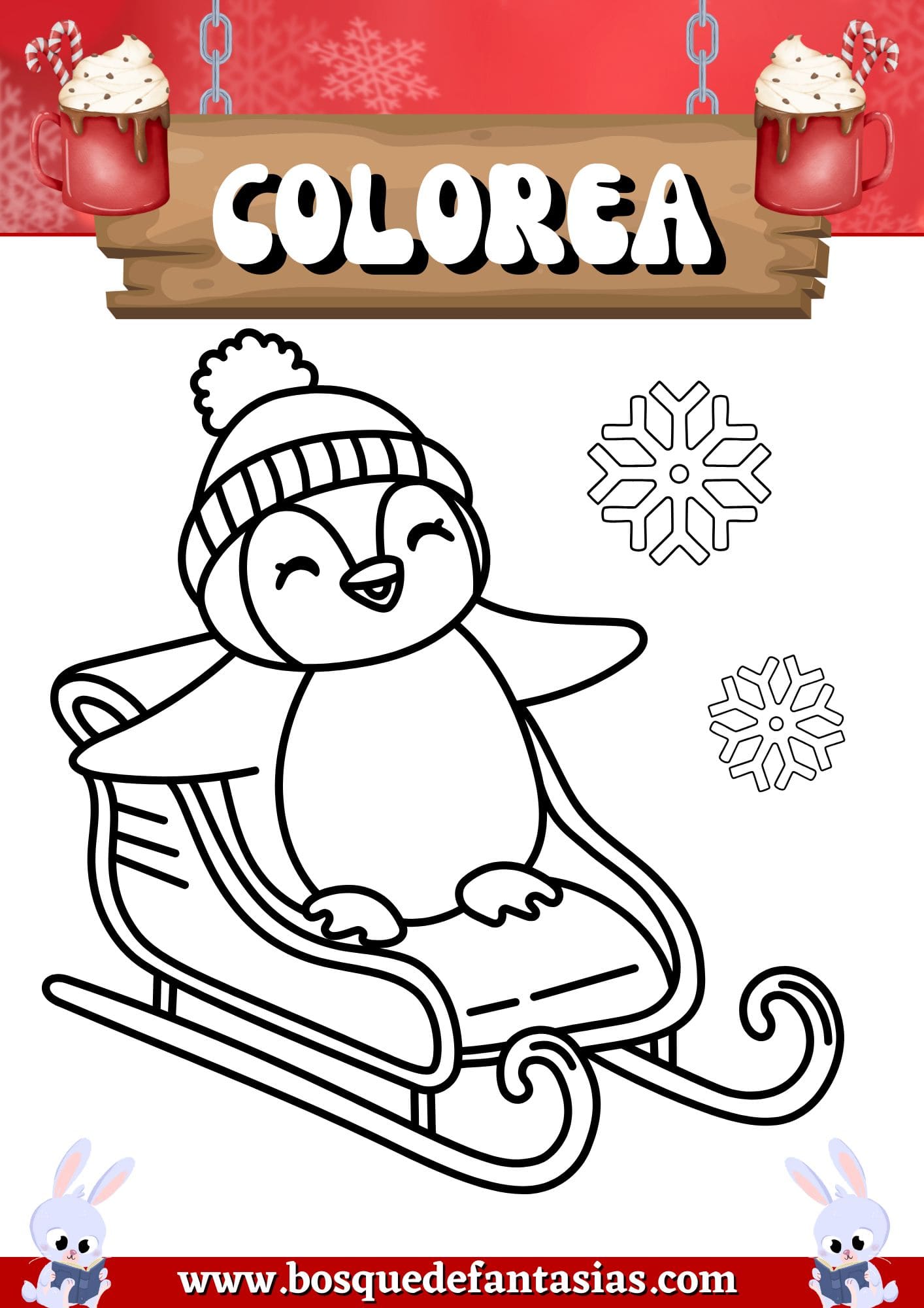 trineo para colorear