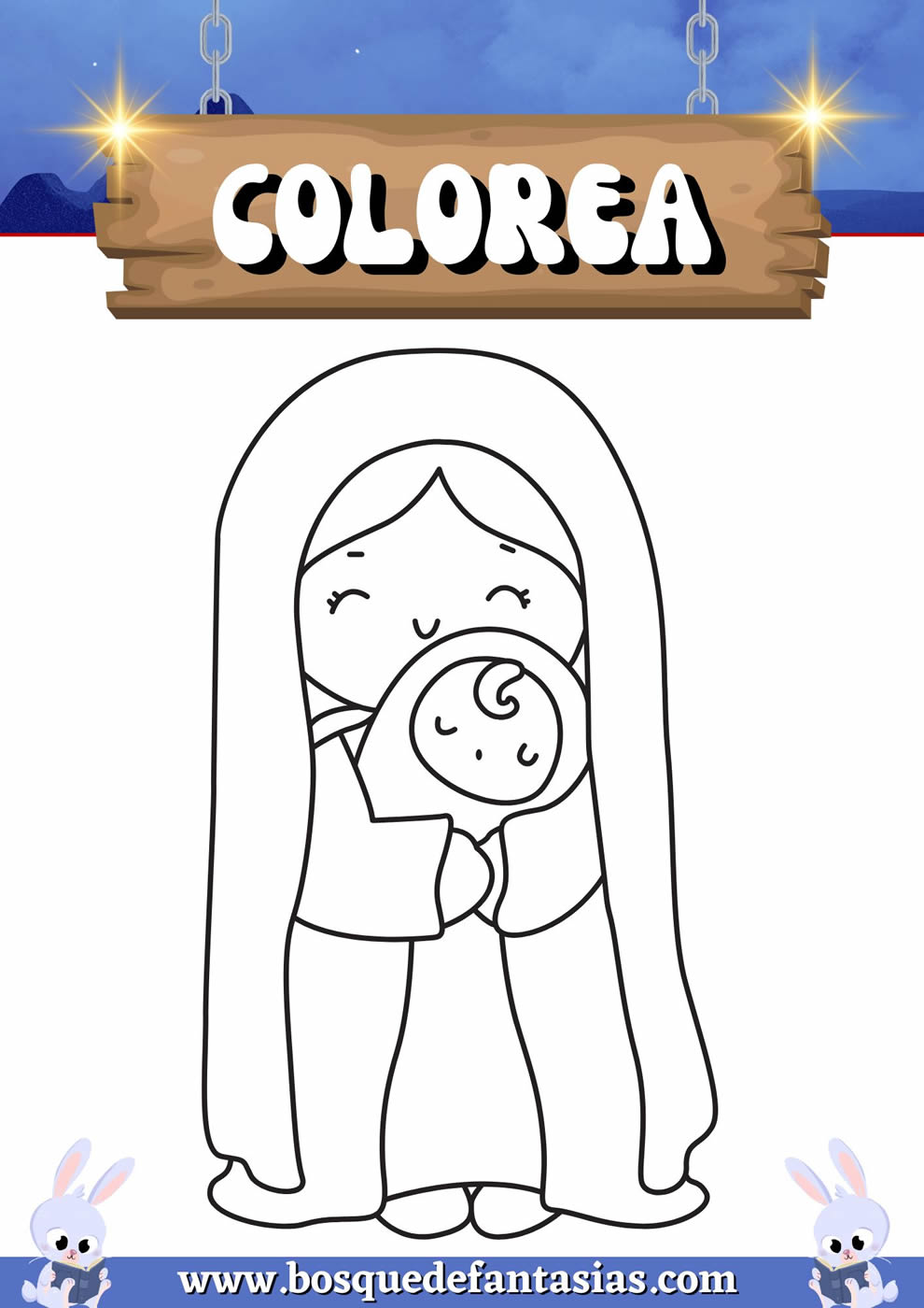 dibujo de maria y jesus
