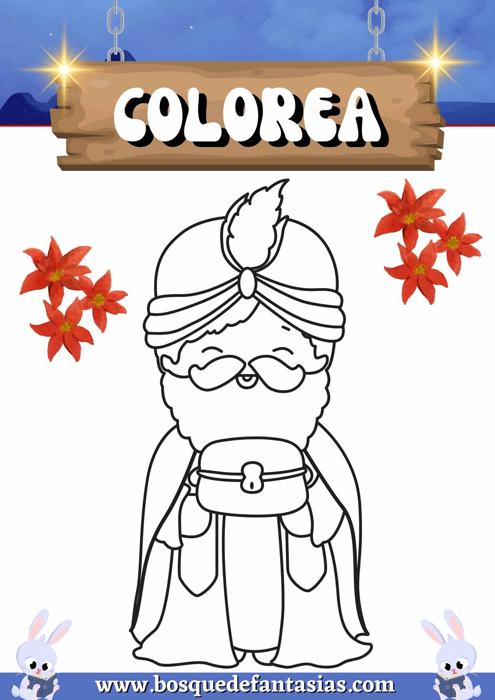 dibujo de rey mago para colorear