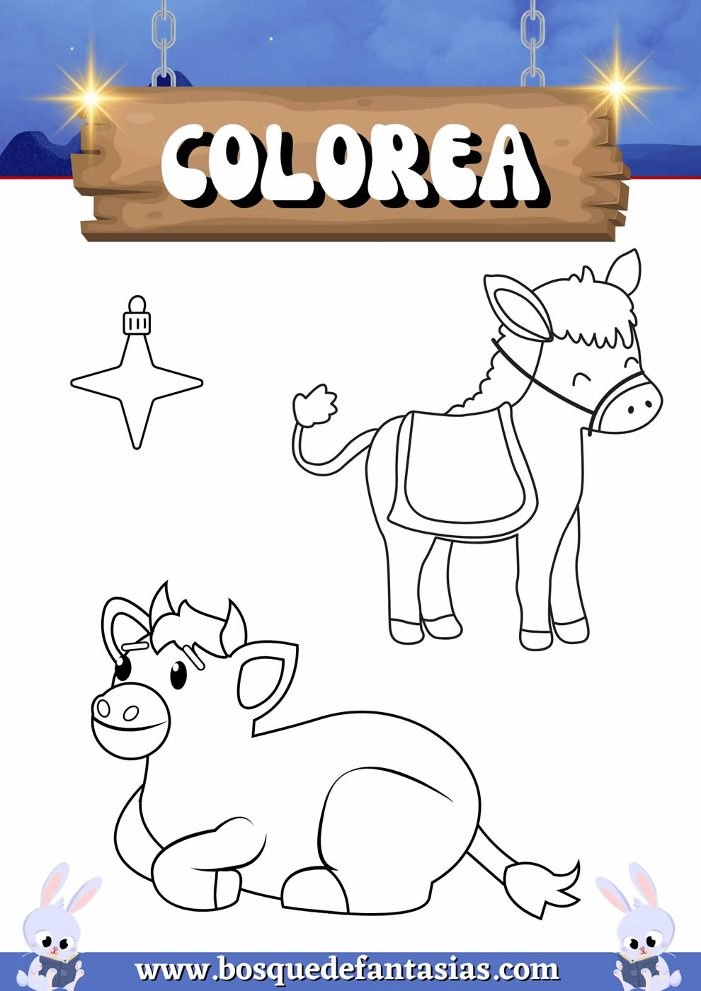 mulo y buey para colorear