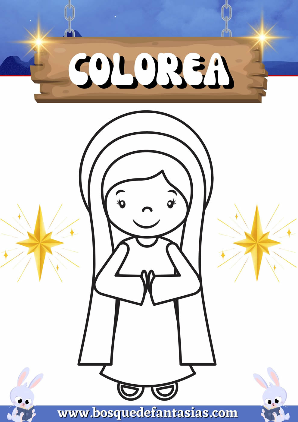 virgen maria para colorear