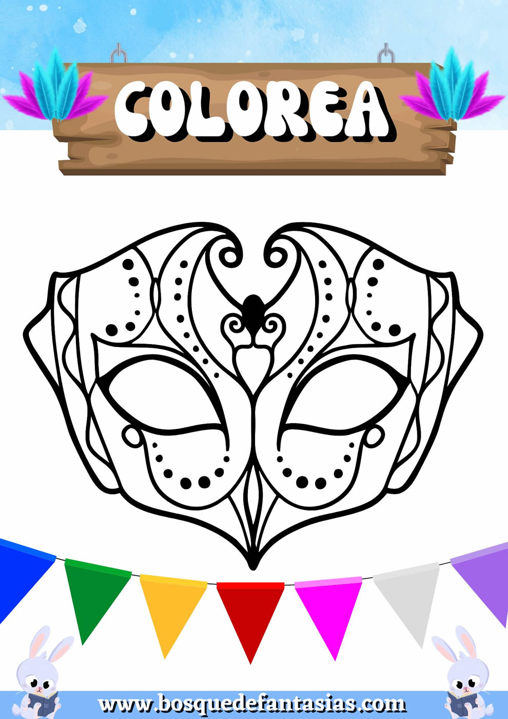 dibujos carnaval para colorear​