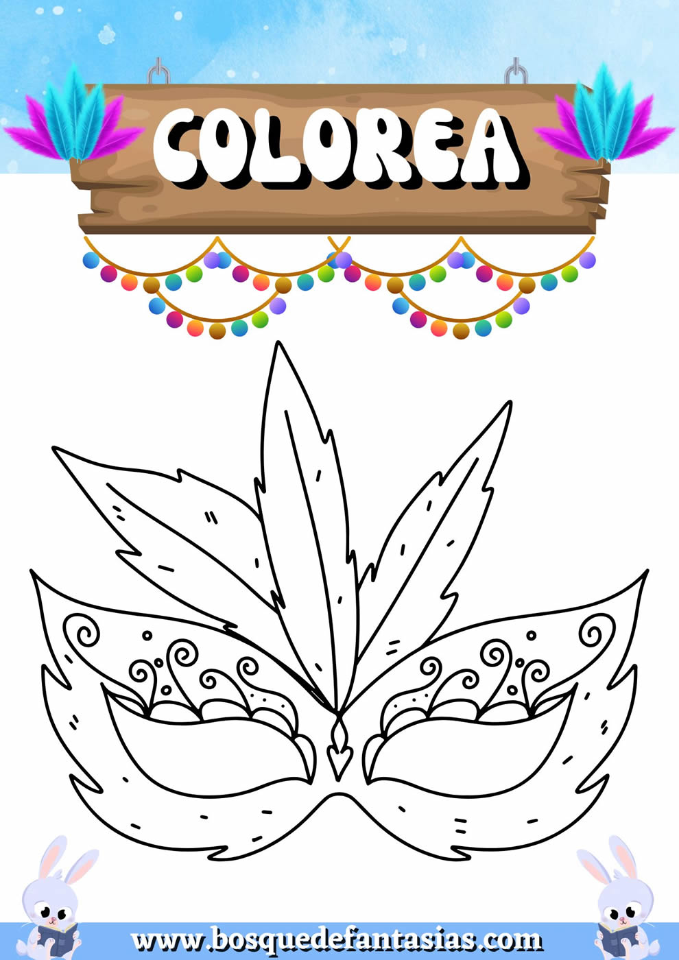 dibujos para colorear carnaval​