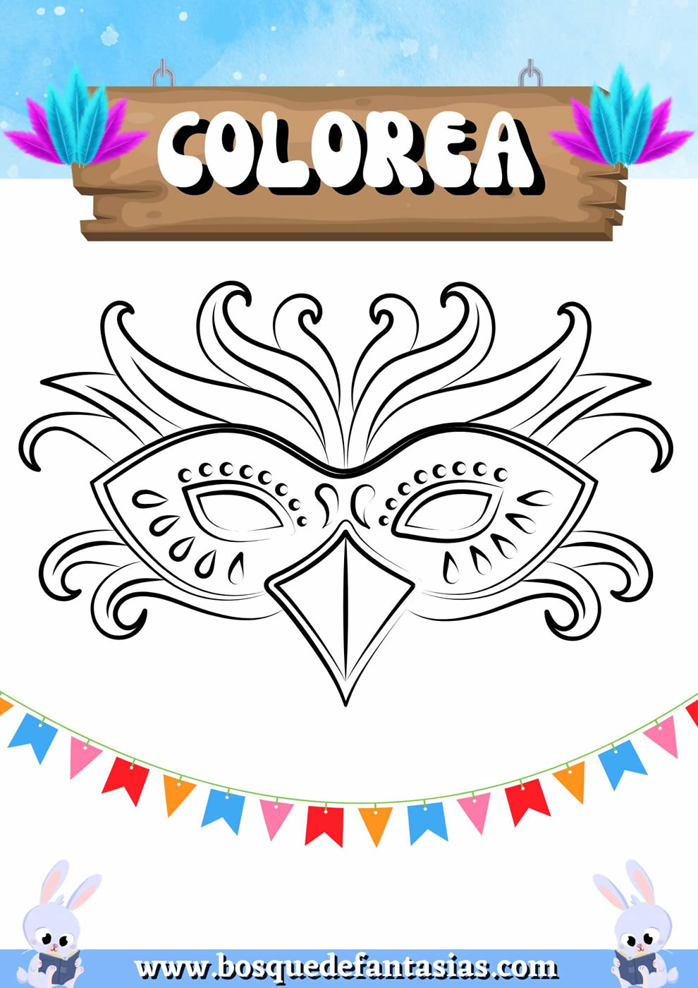 mascara para colorear de carnaval​