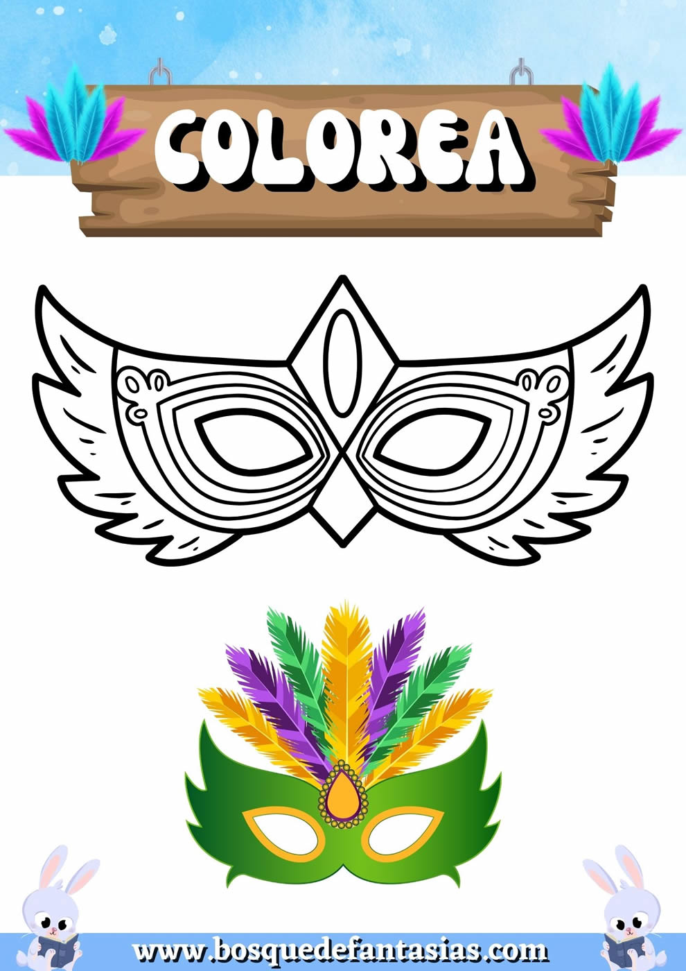 mascaras carnaval dibujos​