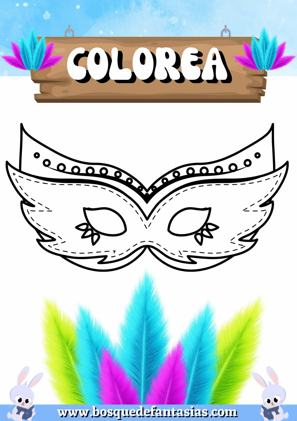 mascaras de carnaval para colorear​