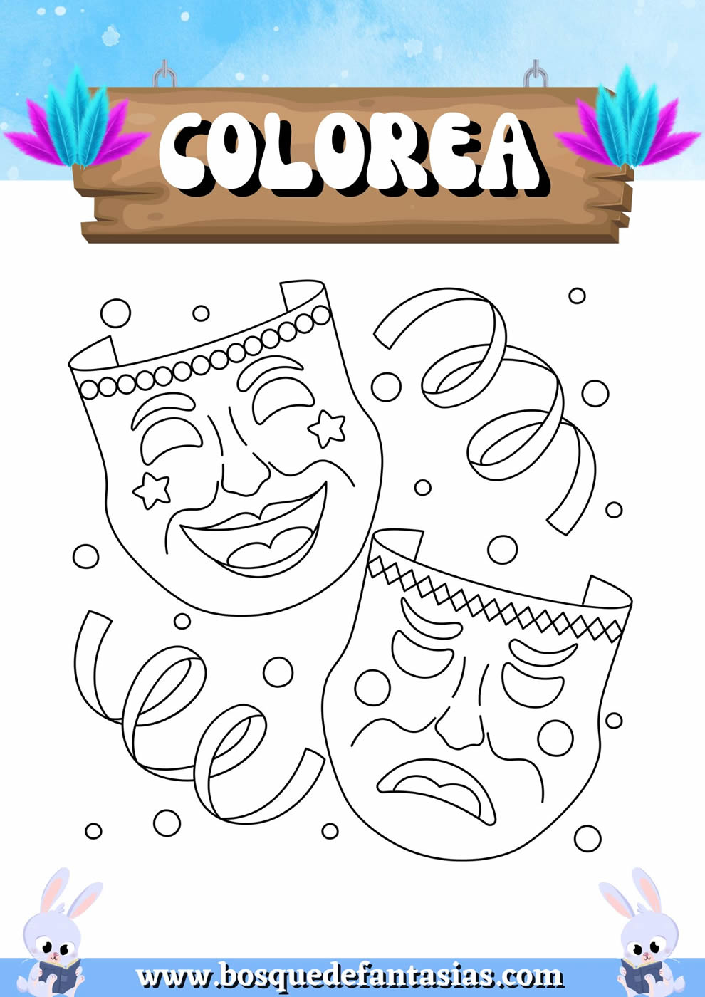 mascaras de carnavales para colorear​