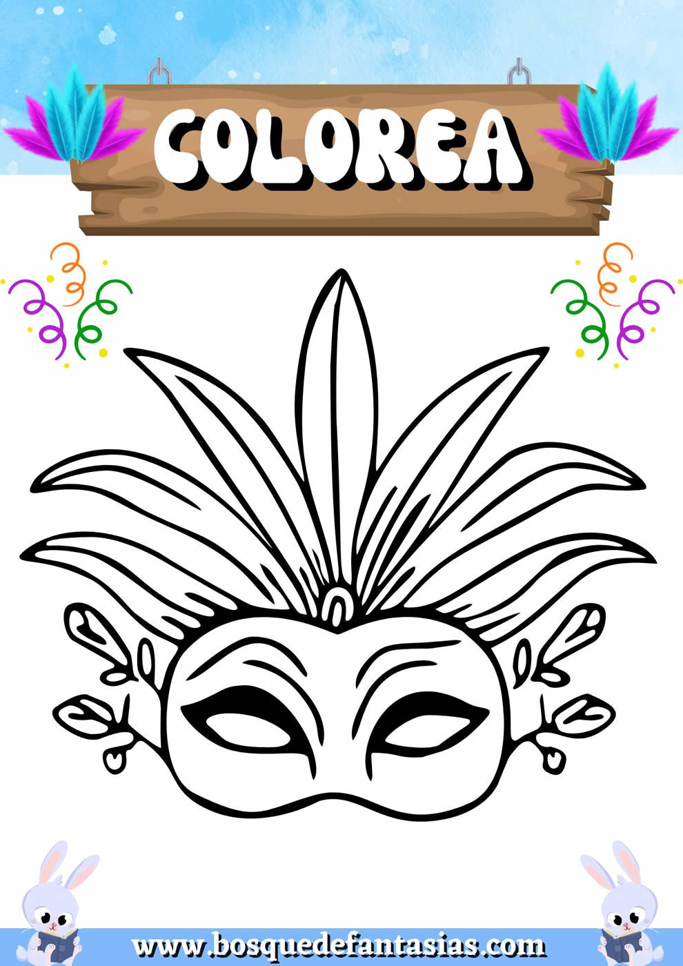 mascaras para colorear de carnaval​