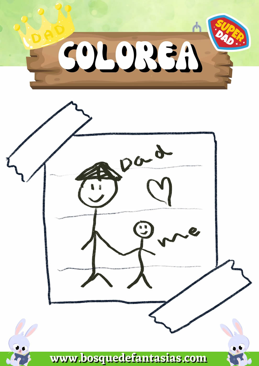 feliz dia del padre para colorear​