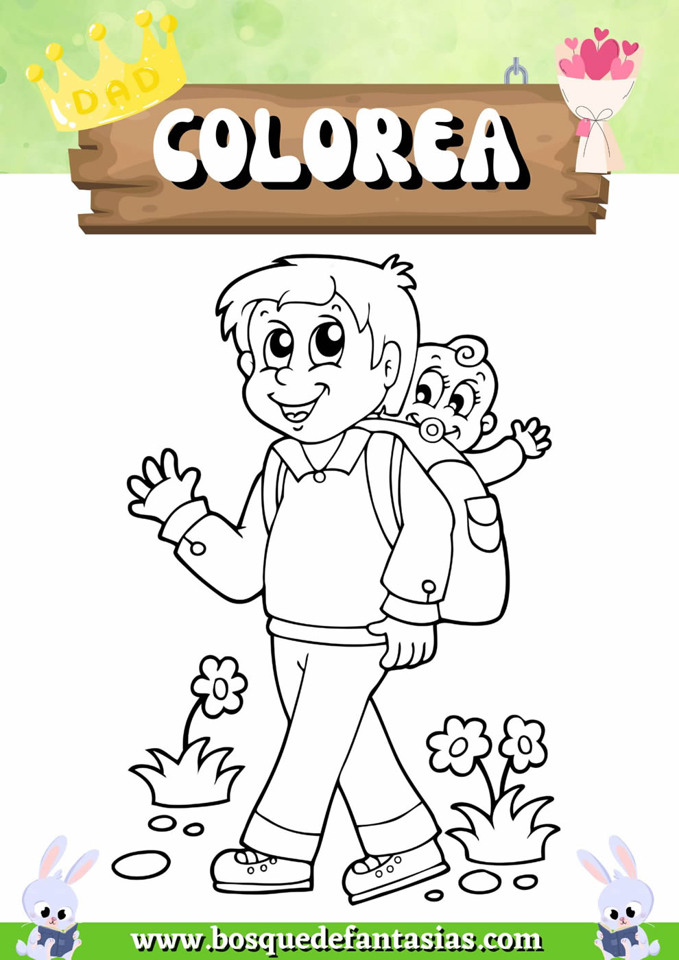 tarjeta del día del padre para colorear​